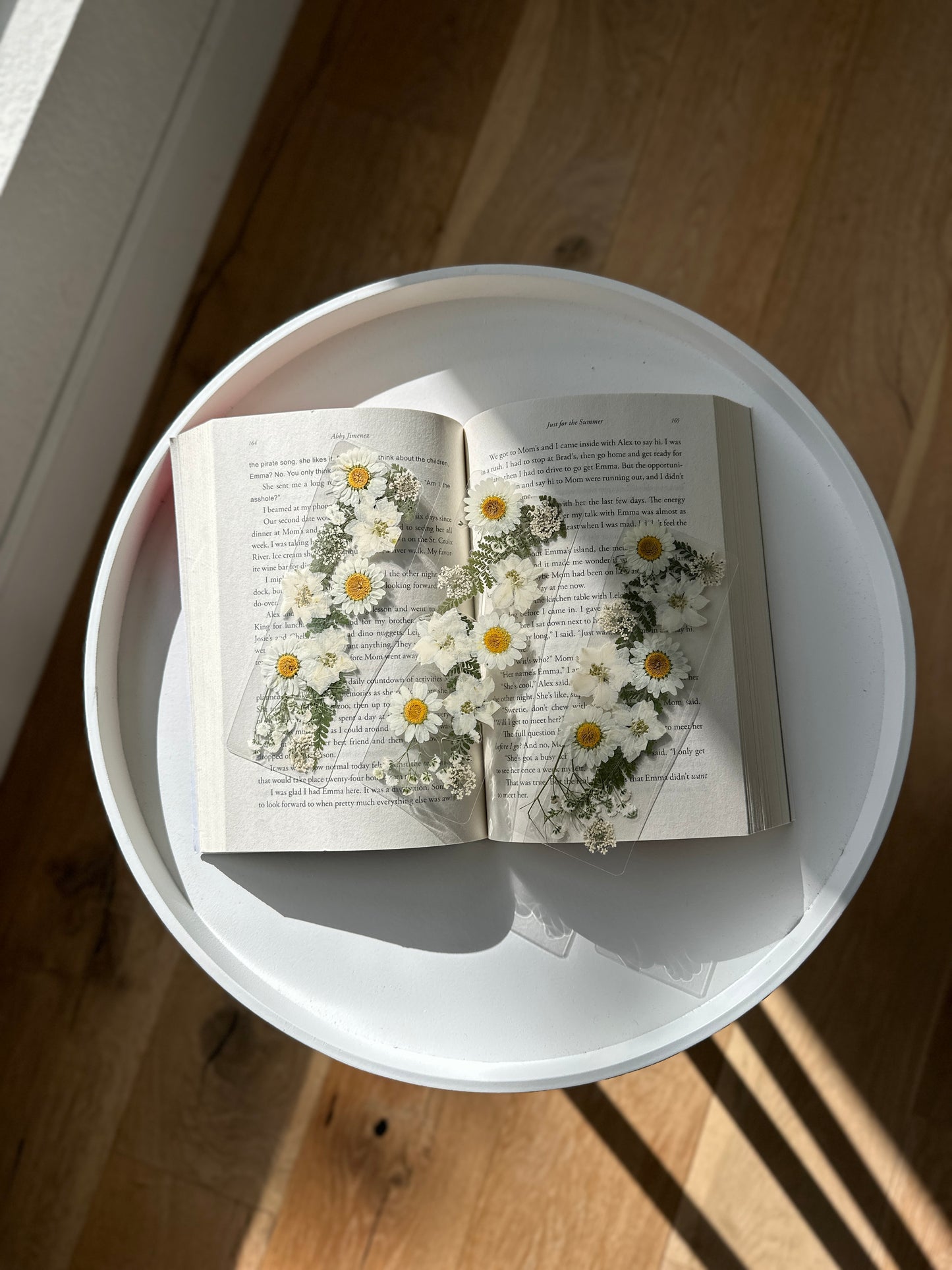 Pressed Floral Bookmark - White Wildflowers