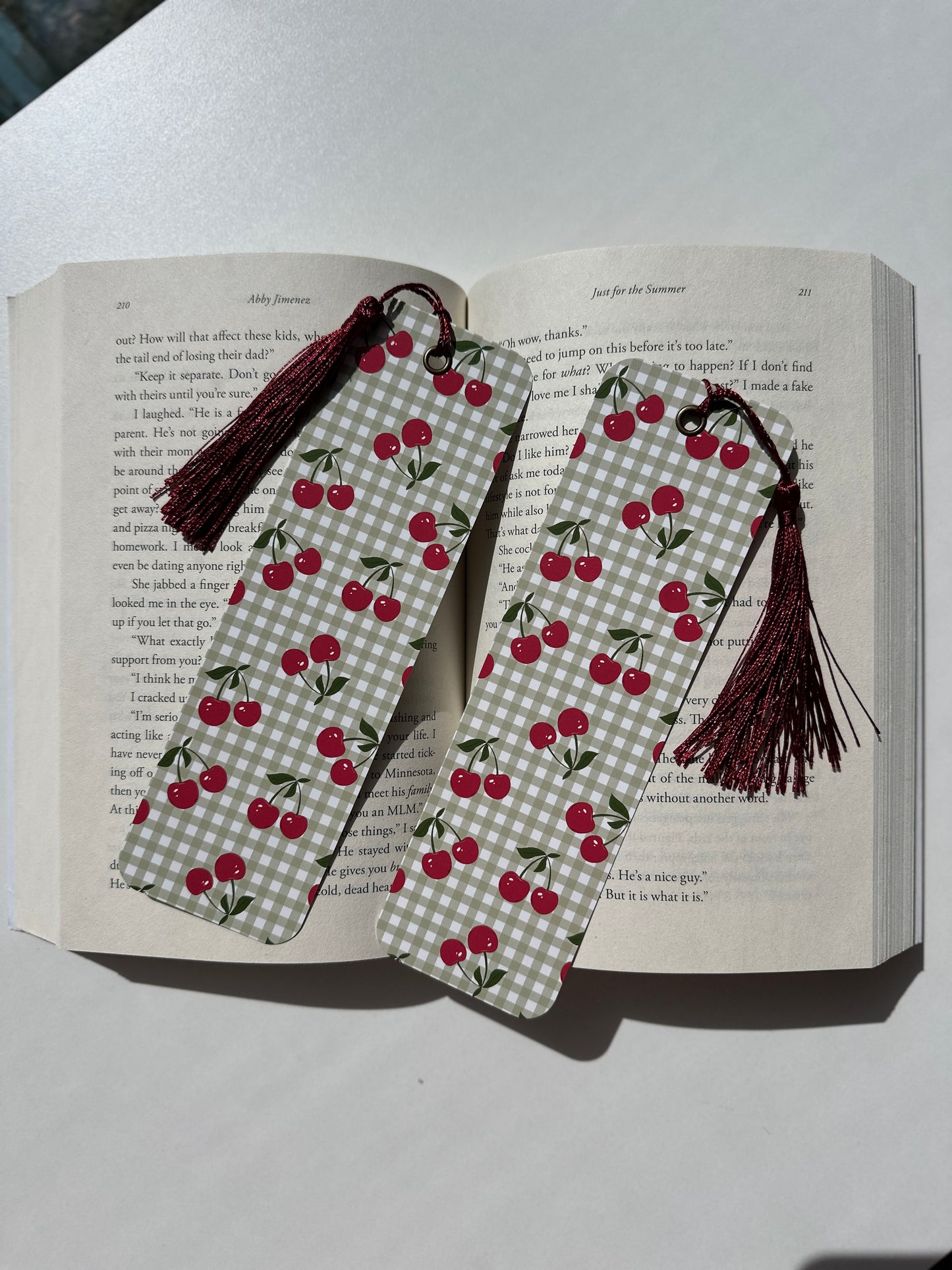 Cherries & Gingham Bookmark with Tassel