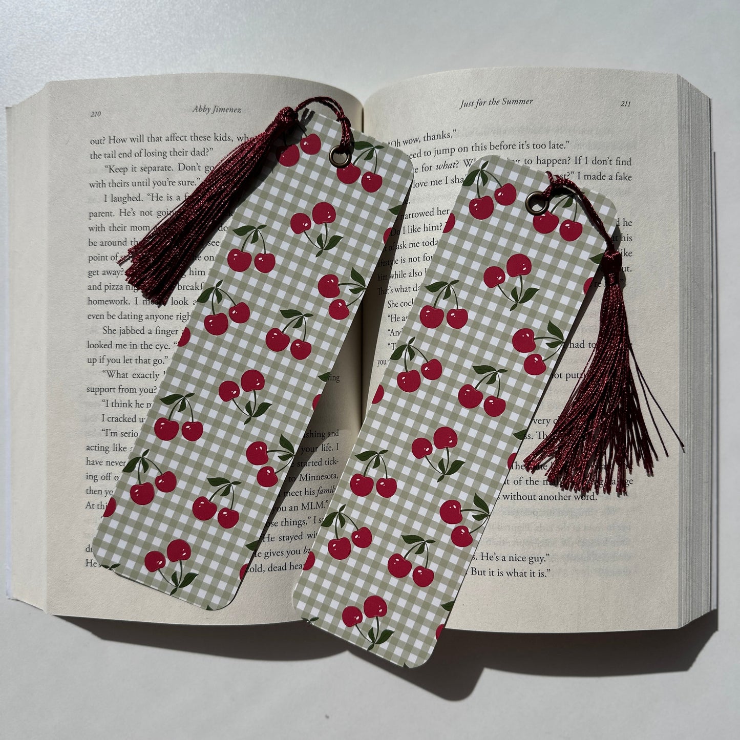 Cherries & Gingham Bookmark with Tassel