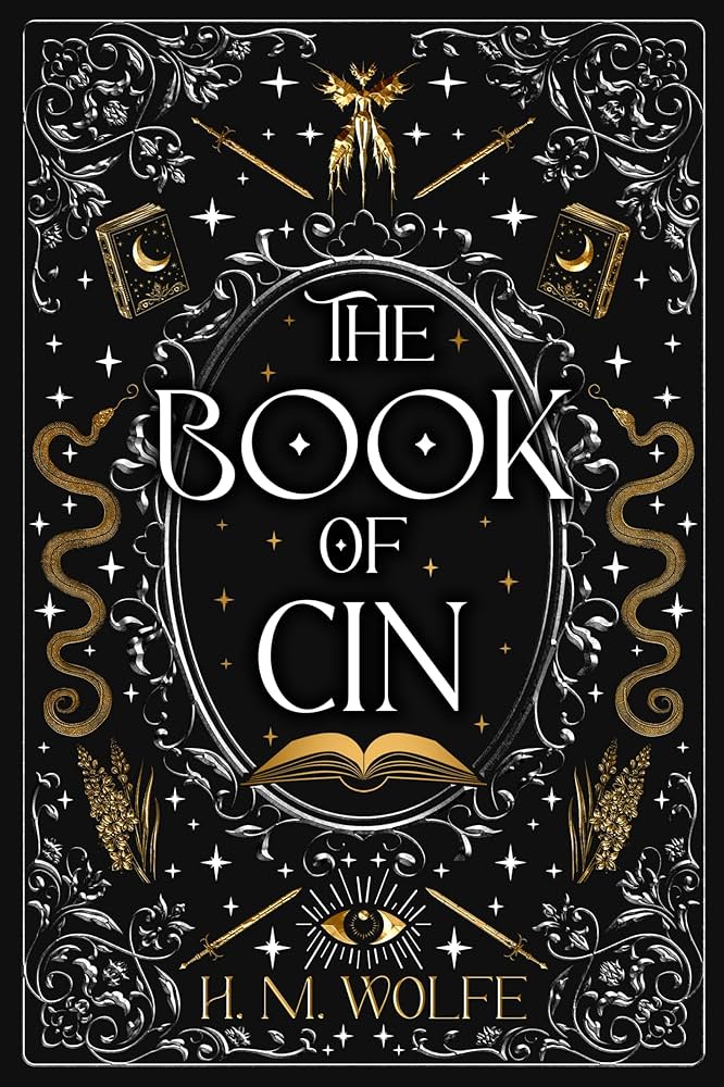 Book cover of 'The Book of Cin' by H.M. Wolfe with ornate design elements.