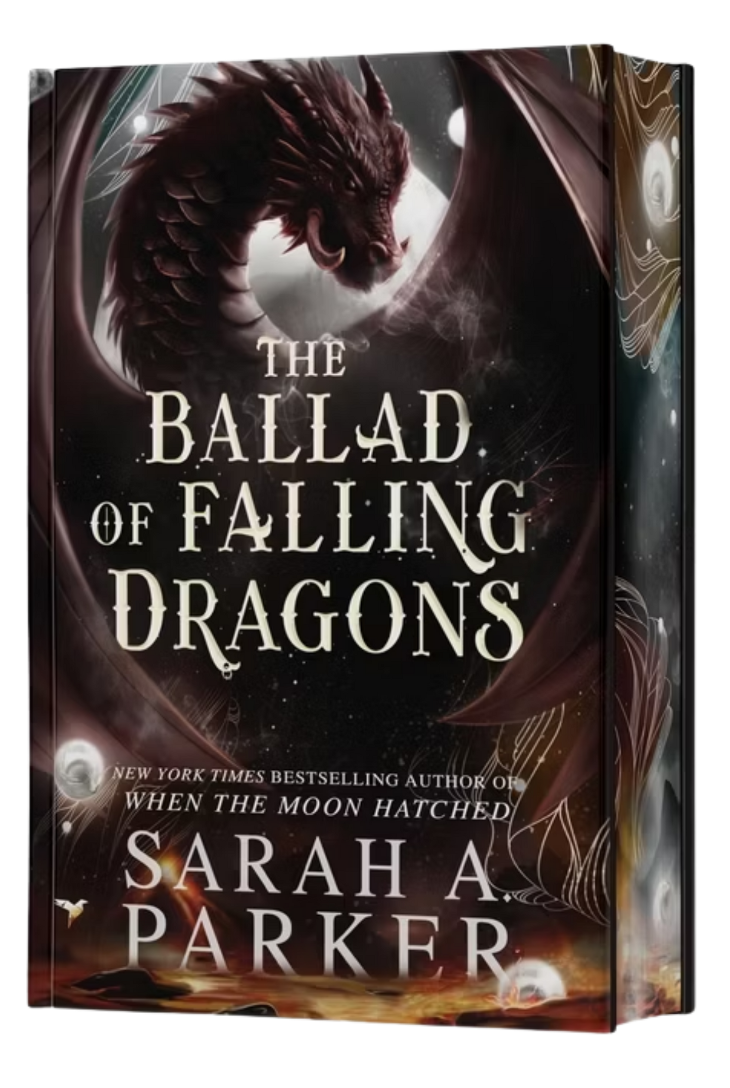 Book cover of 'The Ballad of Falling Dragons' by Sarah A. Parker with a dragon illustration.