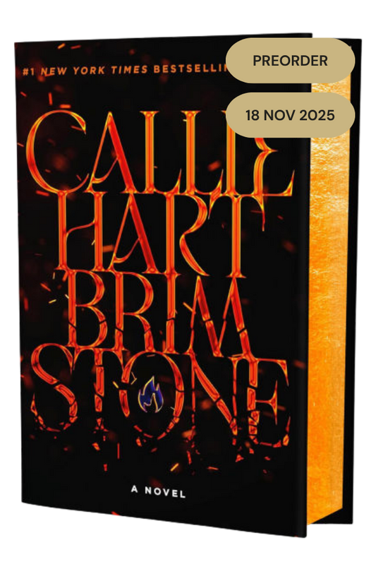 Book cover of 'Calle Hart Brimstone' with preorder information on a black and orange background