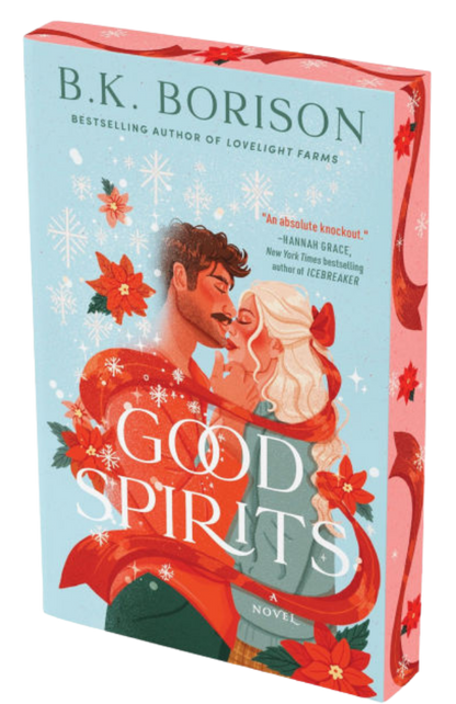 Book cover of 'Good Spirits' by B.K. Borison with a couple embracing and floral design.