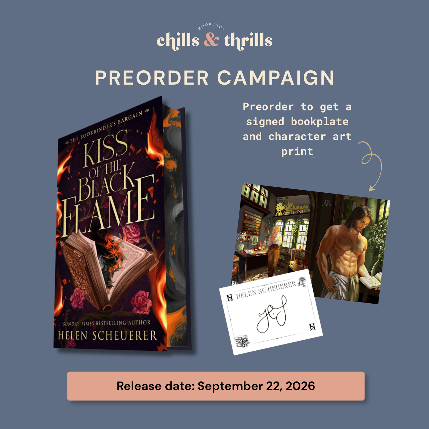 PREORDER - Kiss of the Black Flame (The Bookbinder's Bargain #1) - SIGNED BOOKPLATE + ART