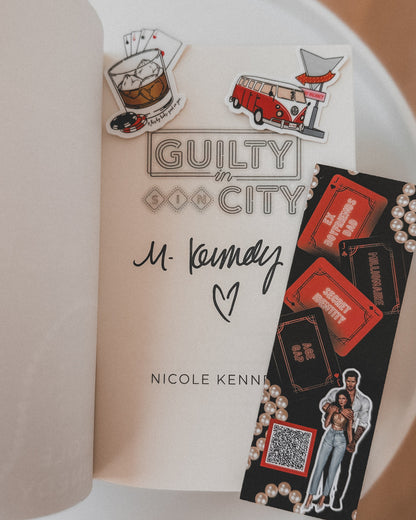 Book with stickers on a white surface
