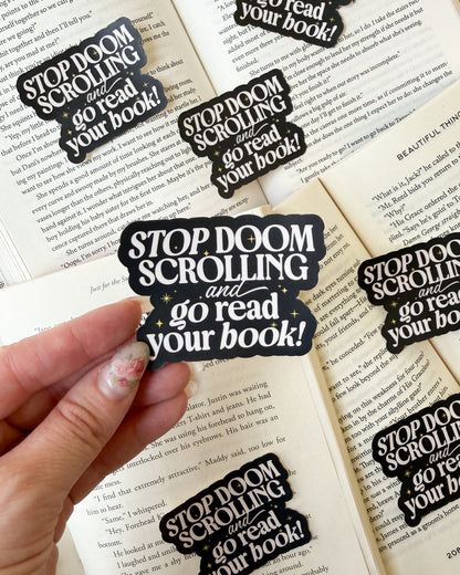 Stop Doomscrolling and Read Your Book Sticker
