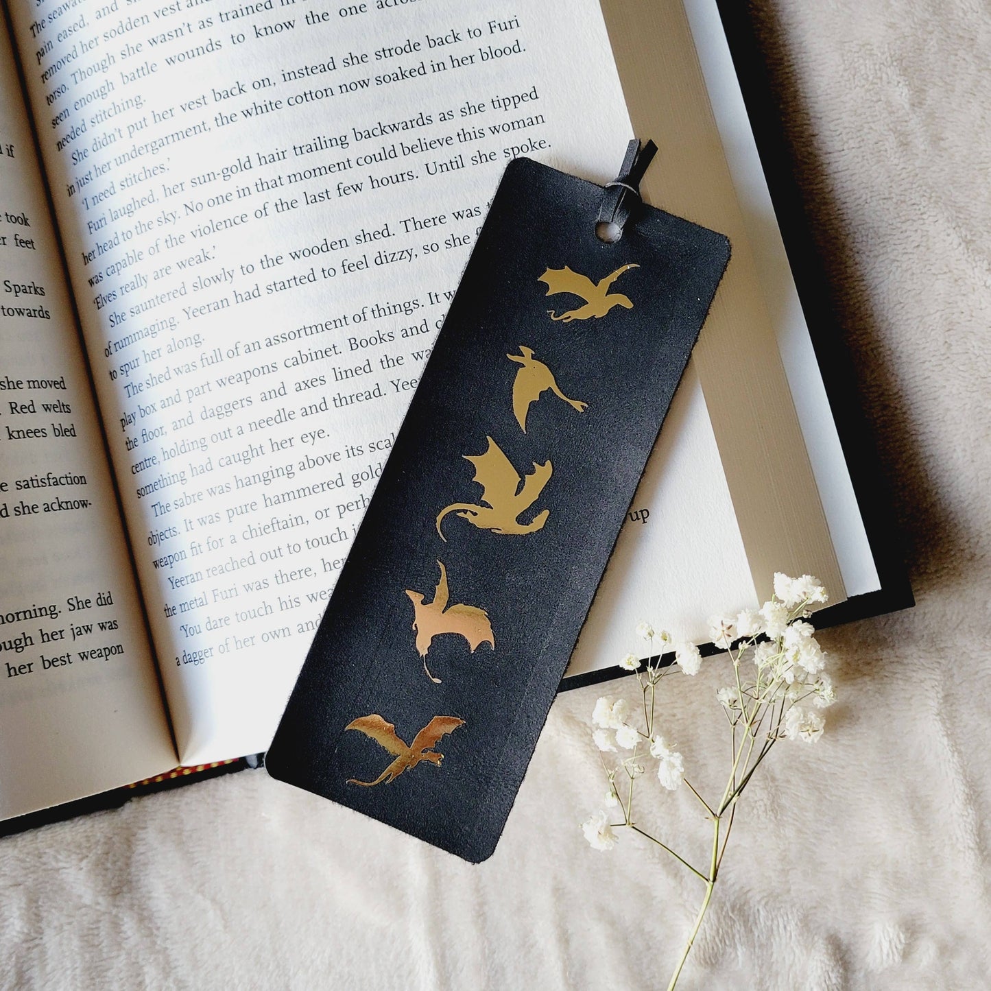 Dragon Fantasy Suede Leather Bookmark