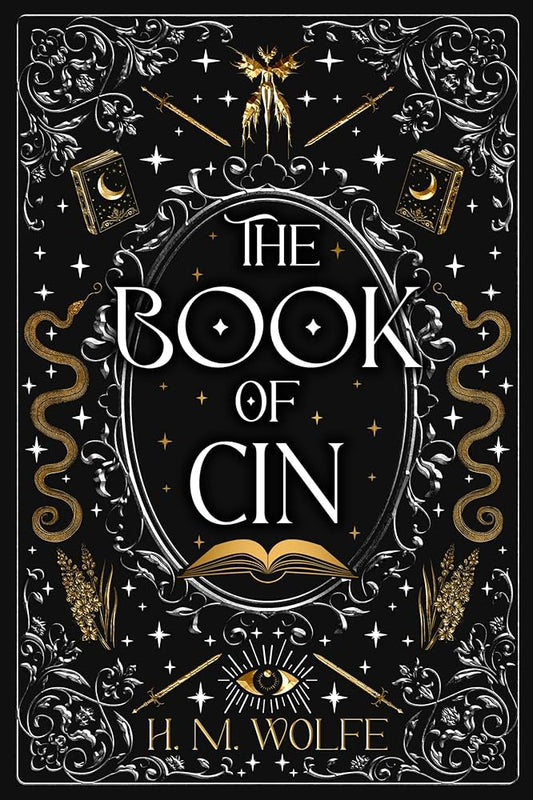 Book cover of 'The Book of Cin' by H.M. Wolfe with ornate design elements.