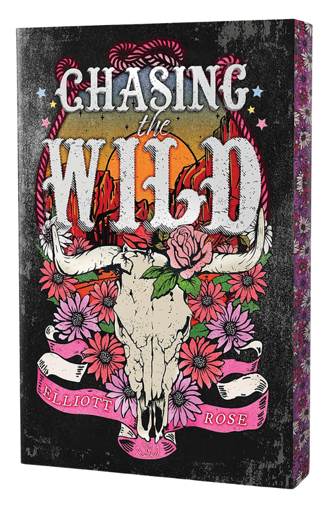Book cover with skull, flowers, and 'Chasing the Wild' text on a dark background