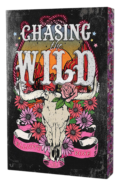 Book cover with skull, flowers, and 'Chasing the Wild' text on a dark background
