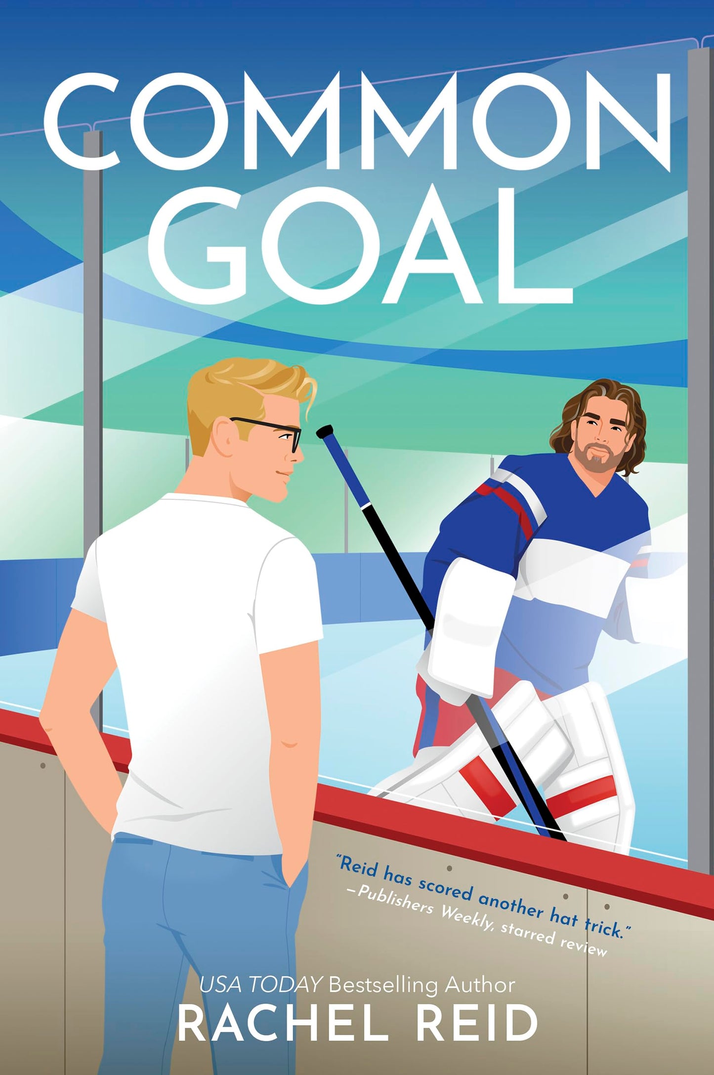 Book cover of 'Common Goal' featuring two men on a hockey rink.