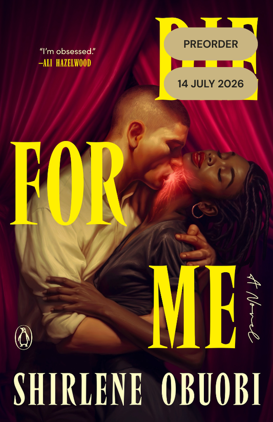 Book cover of 'For Me' by Shirleene Obuobi with a couple embracing and red curtain background.