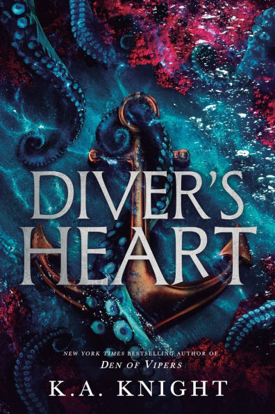 Book cover of 'Diver's Heart' with an anchor and octopus design.