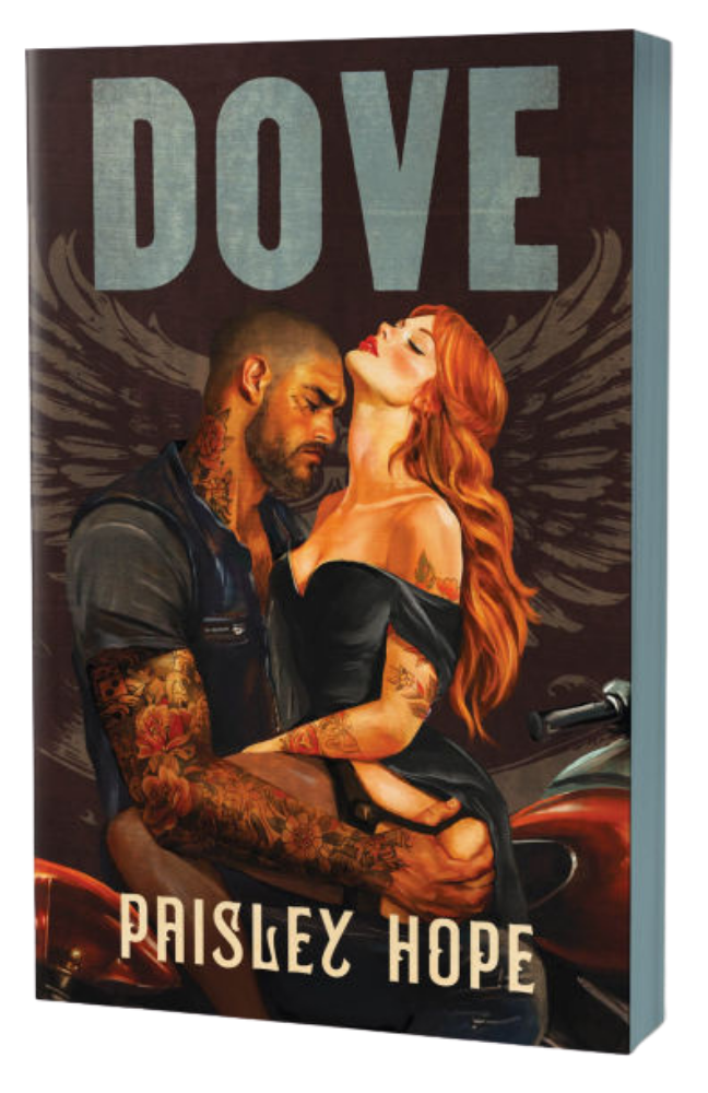 Book cover of 'Dove' by Paisley Hope featuring a couple with tattoos and wings.
