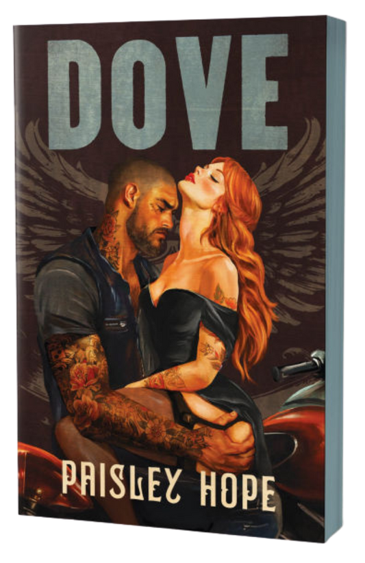 Book cover of 'Dove' by Paisley Hope featuring a couple with tattoos and wings.