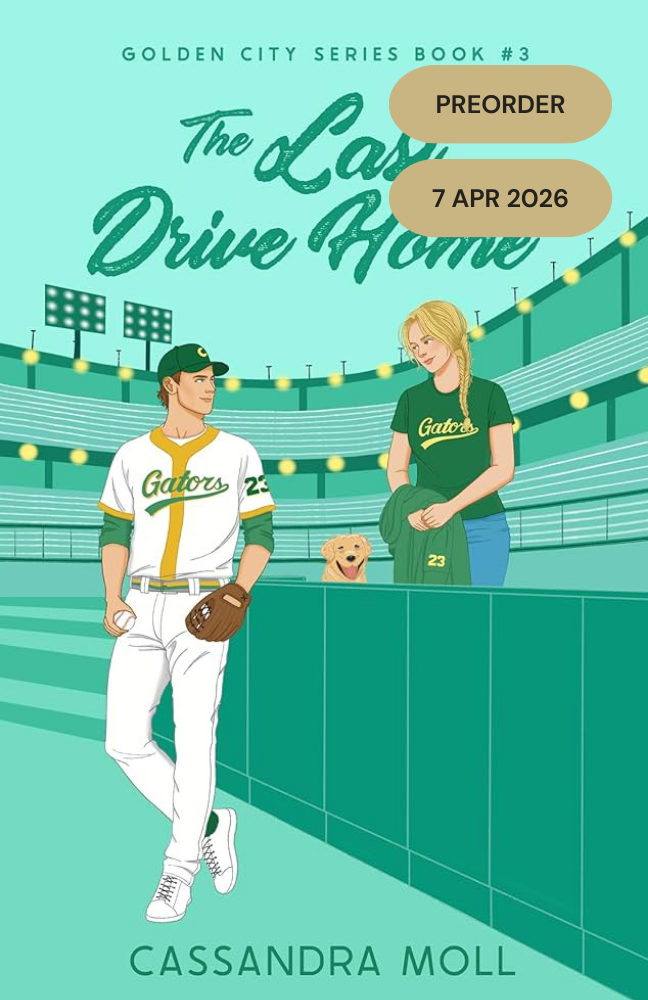 Book cover of 'The Last Drive Home' from the Golden City Series with a baseball player and fan at a stadium.