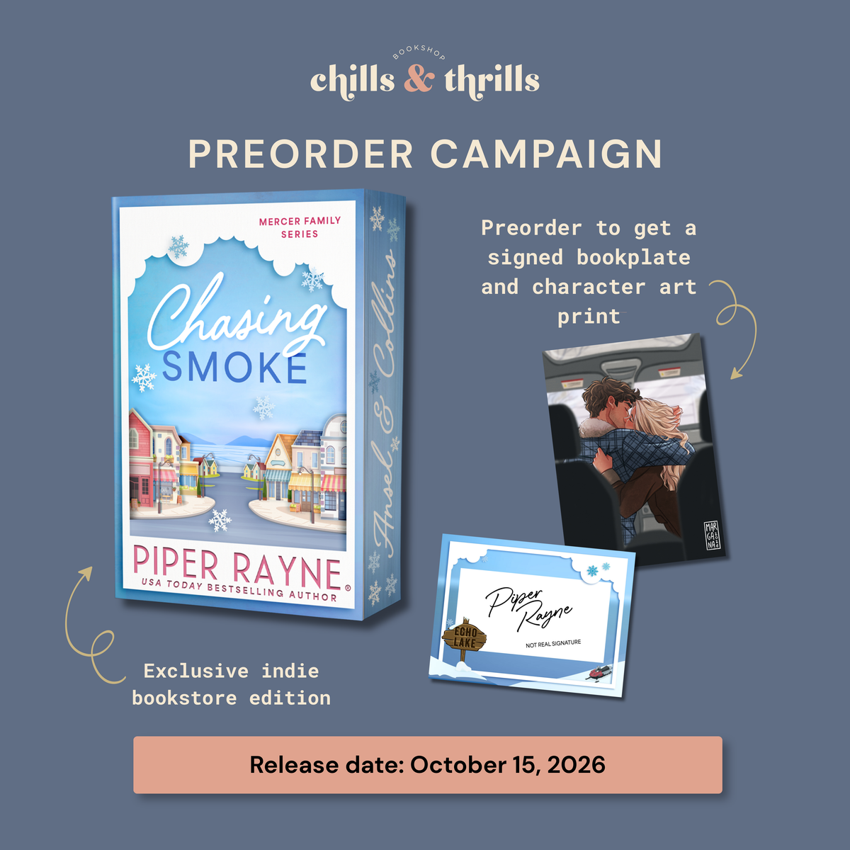 PREORDER - Chasing Smoke (The Mercer Family #2) (Indie Bookstore Exclusive Edition) - SIGNED BOOKPLATE + ART