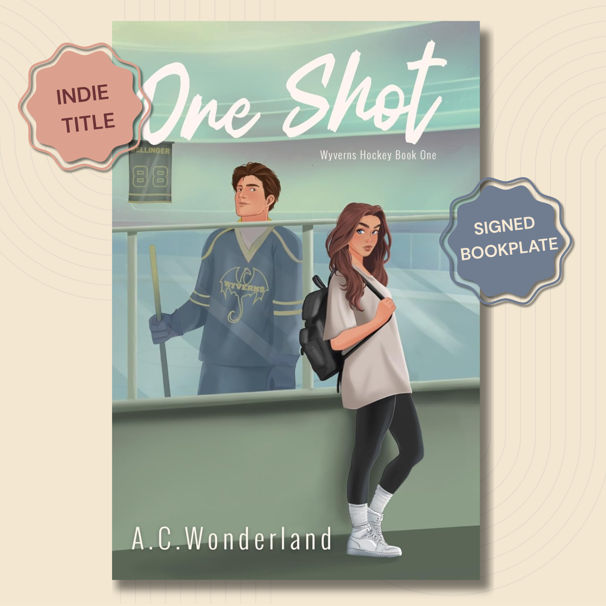 Illustrated book cover for 'One Shot: Wyerns Hockey Book One' by A.C.