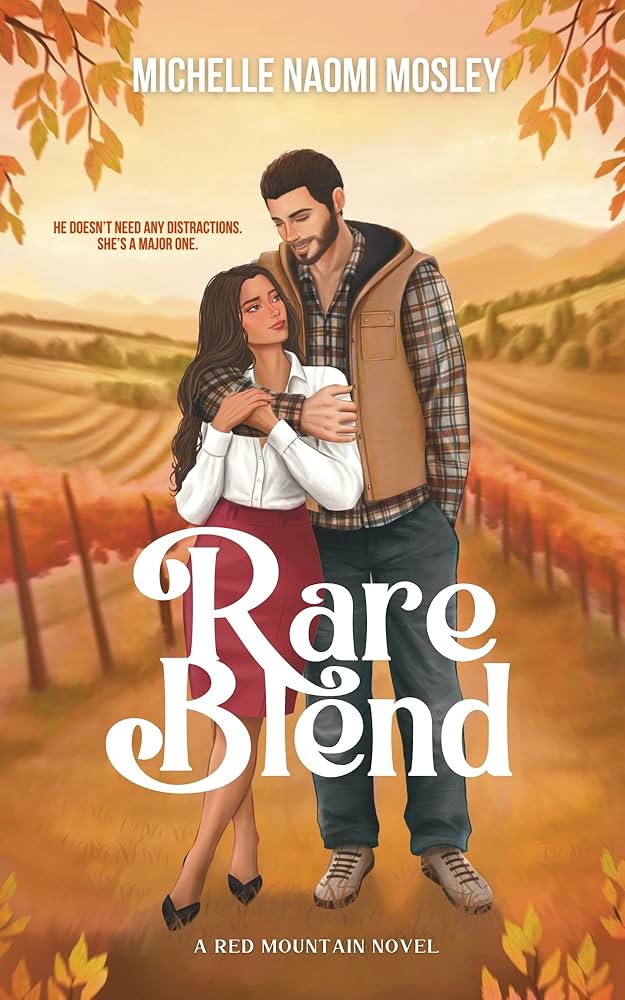 Book cover of 'Rare Blend' featuring a couple in an autumn setting with the author's name at the top.