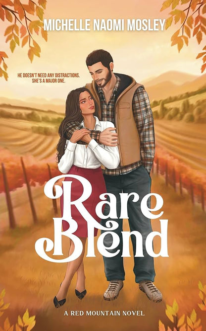 Book cover of 'Rare Blend' featuring a couple in an autumn setting with the author's name at the top.