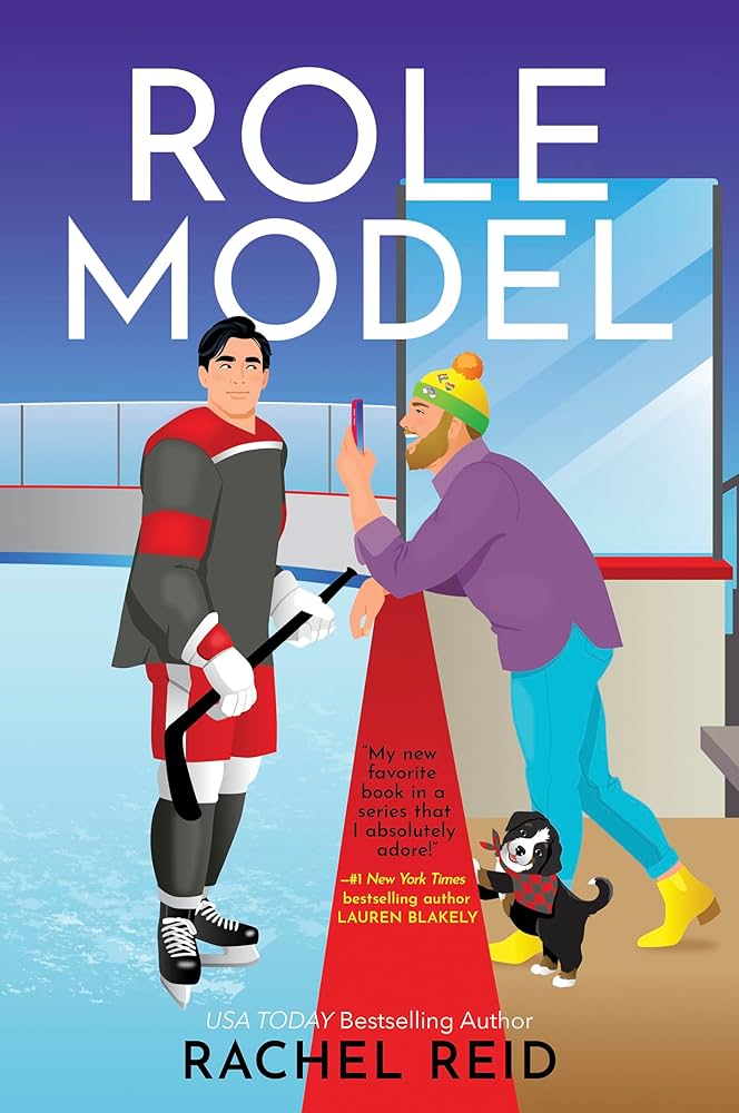 Book cover of 'Role Model' featuring two characters on an ice rink with a red carpet.
