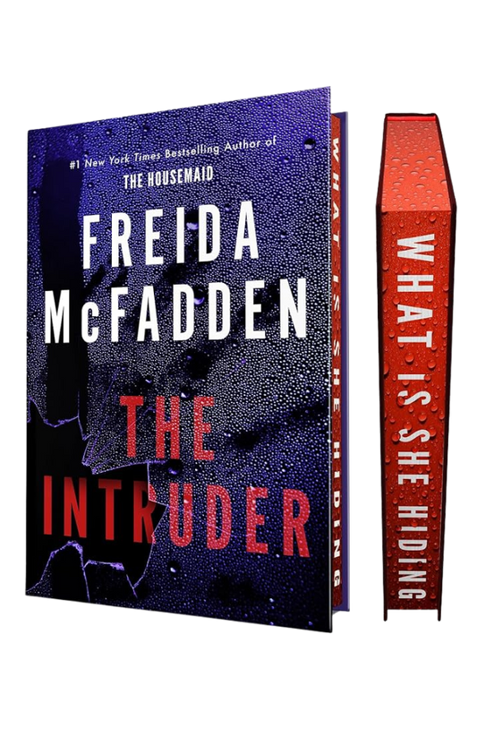 Book cover of 'The Intruder' by Freida McFadden with a red spine.