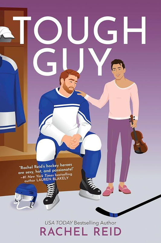 Book cover of 'Tough Guy' featuring two characters in a hockey locker room.