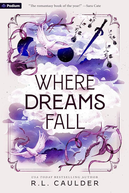 Book cover of 'Where Dreams Fall' with artistic elements and text.