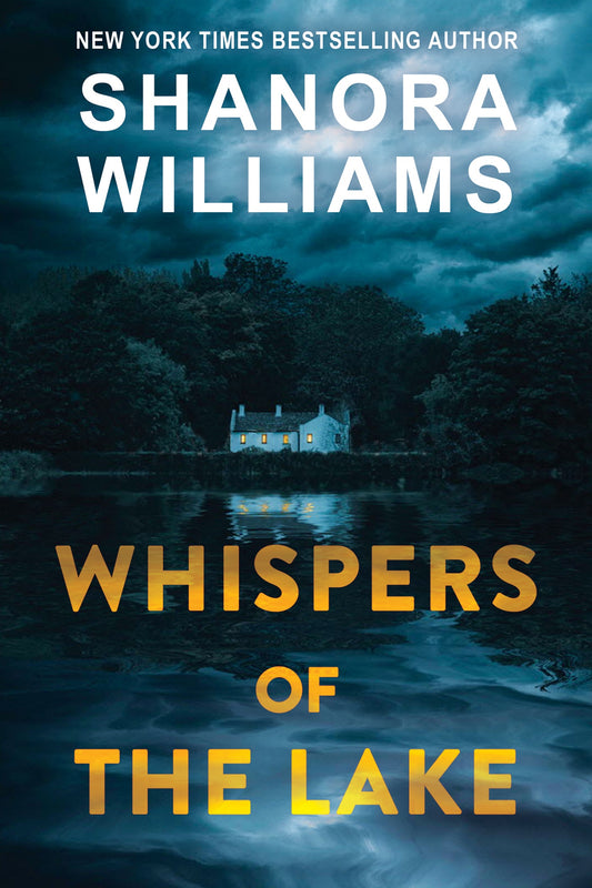 Book cover of 'Whispers of the Lake' by Shanora Williams with a dark, moody landscape.